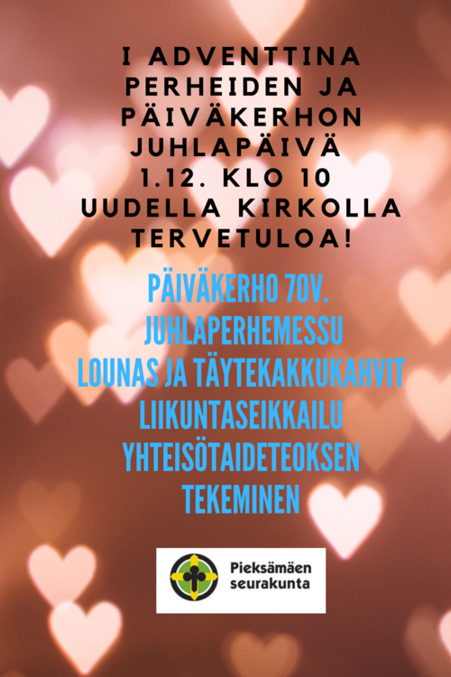I adventin juhlaperhemessu ja toiminnallinen perhepäivä Uudella kirkolla