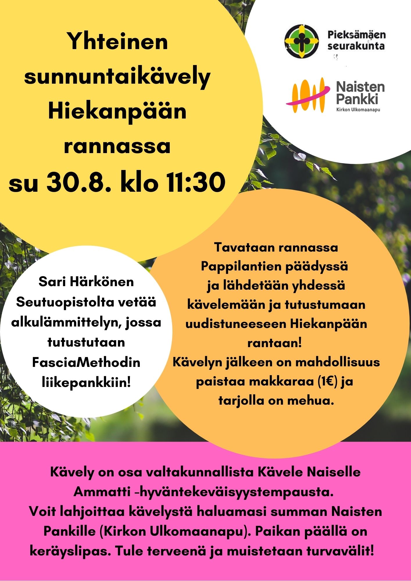 Yhteinen sunnuntaikävely Hiekanpään rannassa Mainos