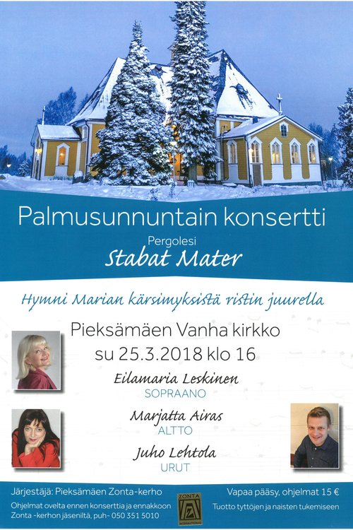 Palmusunnuntain konsertti Pergolesi Stabat Mater Palmusunnuntain konsertti Pergolesi Stabat Mater