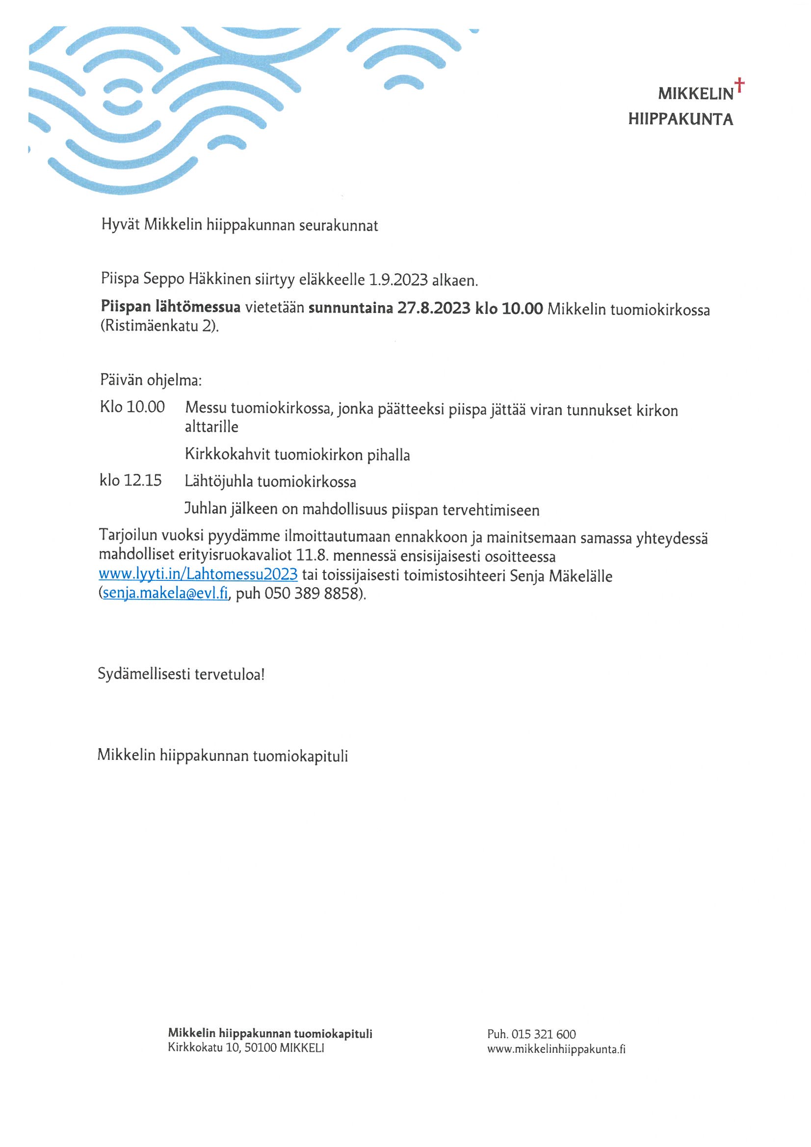piispan lähtömessu