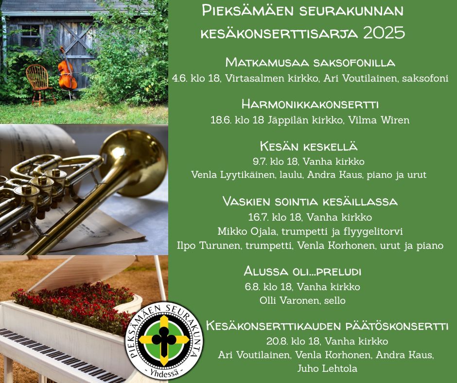 Kesäkonserttikauden päätöskonsertti Pieksämäen kesäkonserttisarjan mainos