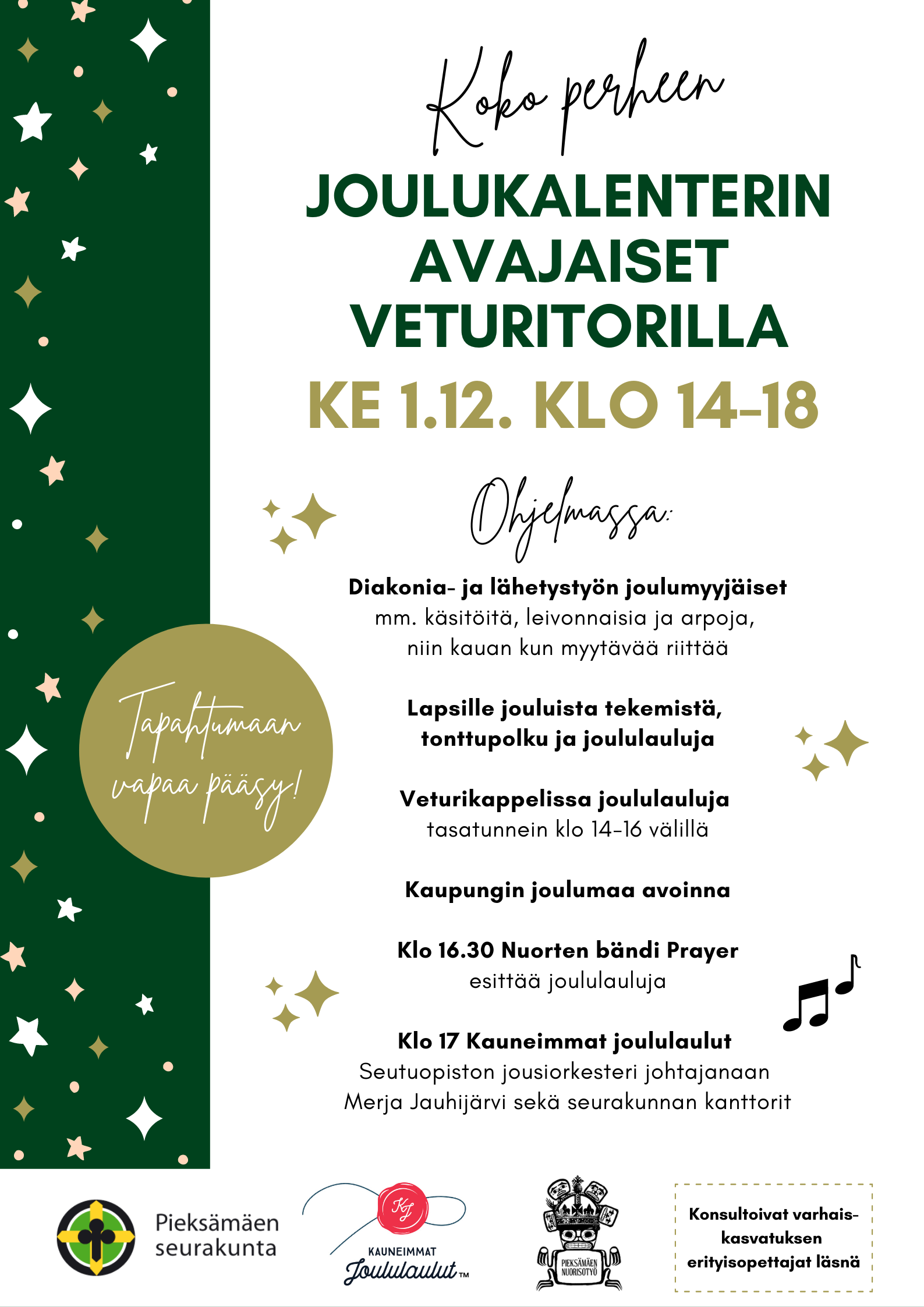 Joulukalenterin avajaiset Veturitorilla mainos