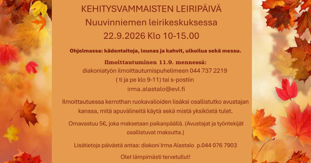 kehitysvammaisten leiripäivä